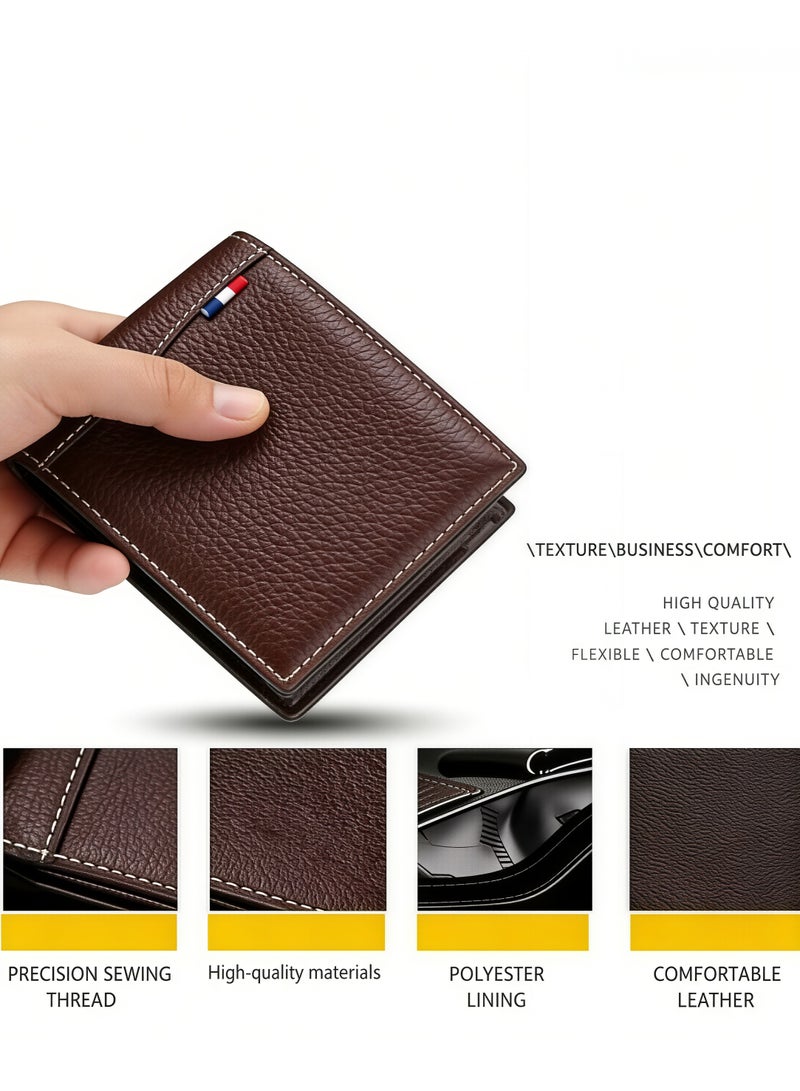 Men's wallet, PU wallet, coin purse with zipper, casual men's wallet, short wallet, Father's Day gift - Image 4